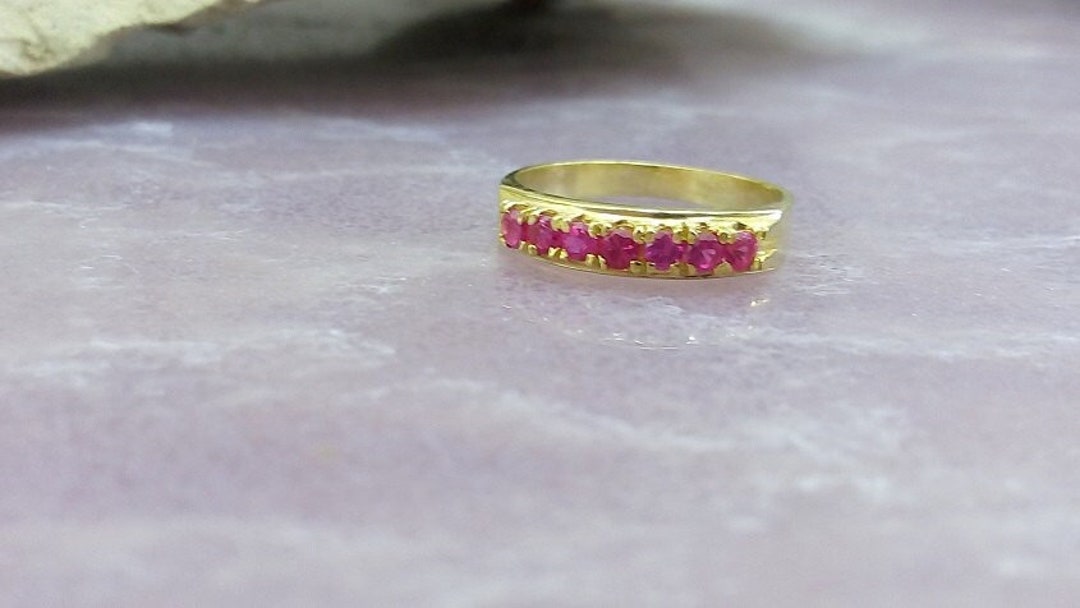 14k gold stackable ruby ring, ruby engagement ring,... Ruby Stacking Ring: 14k Gold Filled Band With Lab Grown Gemstones - Etsy