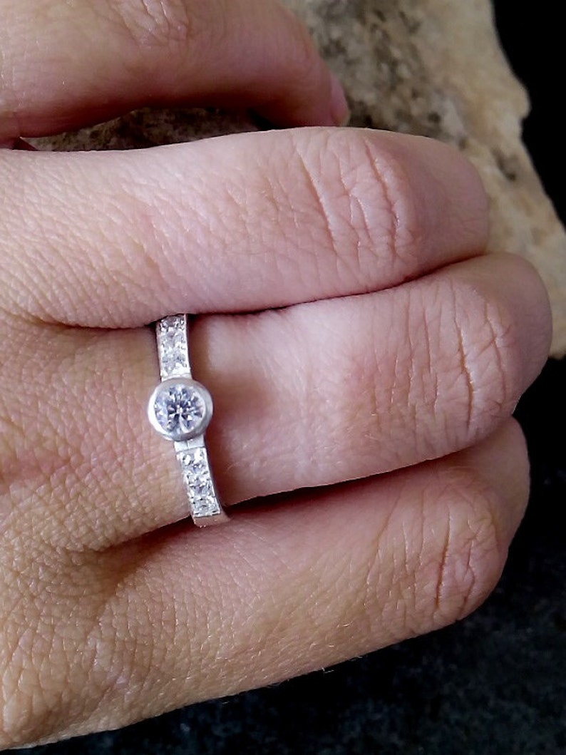 SALE Engagement ring sterling silver ringbezel setting Etsy