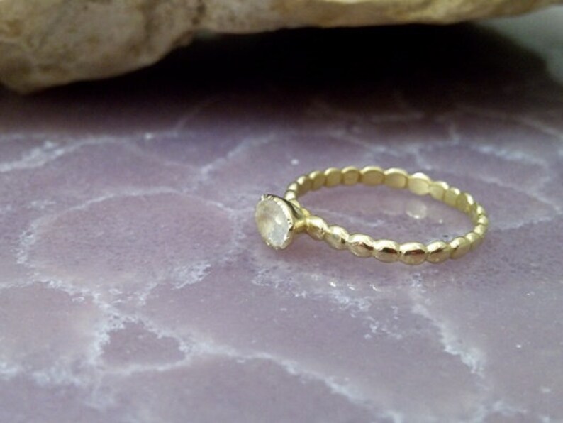 SALE Slim Gold Ring Real Moonstone Ring Tiny RingRainbow Etsy