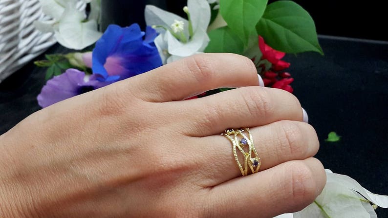 Stack Ring,Tiny Stones Ring,Gold Ring,Dainty Ring,Yellow Ring,November Birthstone,Gift For Her Citrine Ring SALE