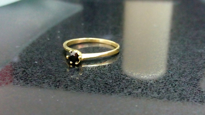 SALE Tiny Onyx Ring,Stack Ring,February Birthstone Ring,Gold Ring,Cute Ring,Dainty Ring,Black Ring,Prong Set