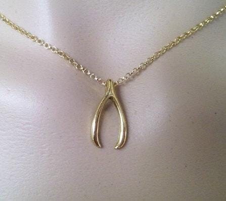 Wishbone Necklace: 14k Gold Filled Pendant, Dainty Jewelry