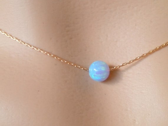 Opal Bead Necklace: 14k Gold Filled Chain, Minimalist Necklace