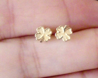 14k Gold Filled Clover Stud Earrings: Lucky Shamrock Posts