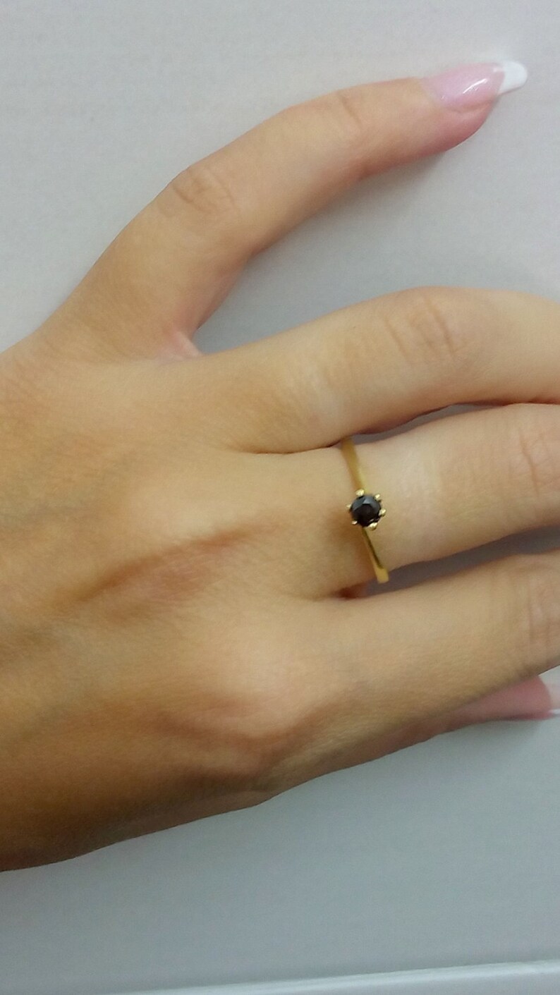 SALE Tiny Onyx Ring,Stack Ring,February Birthstone Ring,Gold Ring,Cute Ring,Dainty Ring,Black Ring,Prong Set