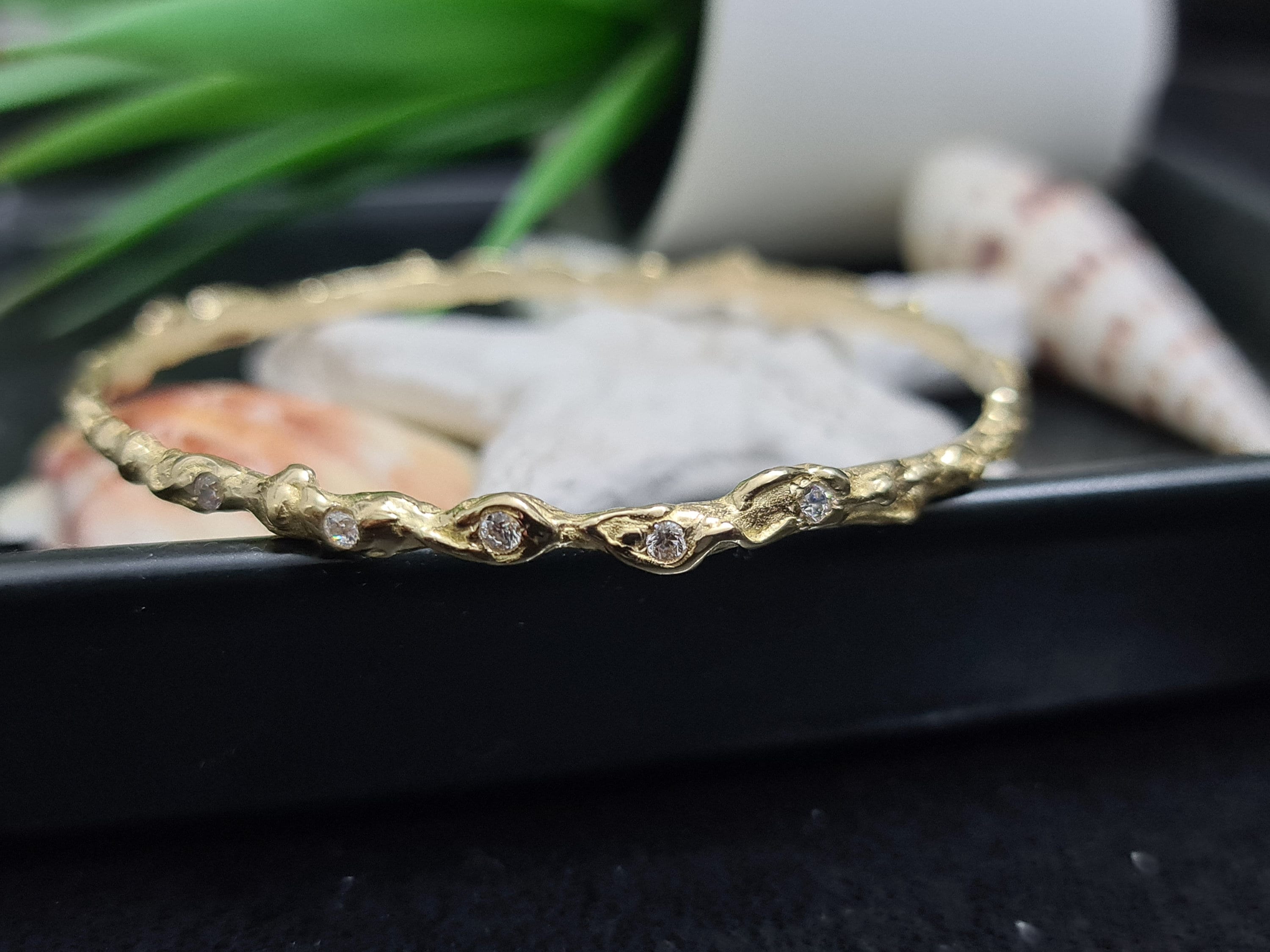 Birthstone Bangle - 18K Gold Vermeil Handmade Gold-filled Birthstone Bangles Made to order! 😍 Ships from MA display picture 1