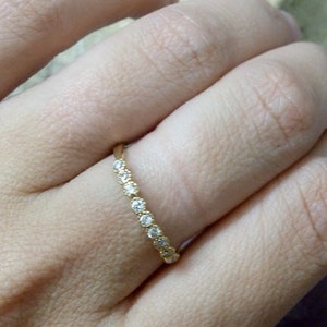 Clear Quartz Gold Filled Stacking Ring: Slim Wedding Band
