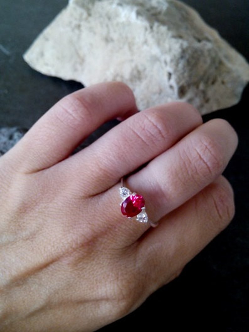 wedding gift Birthstone ring,Triple Ruby ring,red engagement ring,July ring,alternative ring SALE gift for her