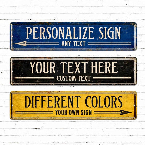 Personalisiertes Metallschild, benutzerdefiniertes Textschild, 12 Farben optional