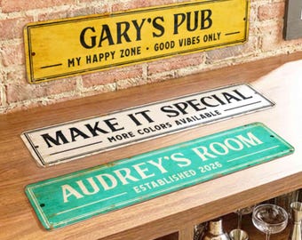 Rustic Style Metal Sign, Custom Text Modern Wall Decor for Home / Garage / Office / Gift