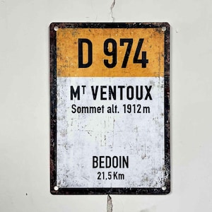 Mont Ventoux Cycling Sign - D974 - Tour de France Souvenir - Vintage Style Metal Road Sign