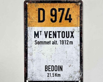 Mont Ventoux Cycling Sign - D974 - Tour de France Souvenir - Vintage Style Metal Road Sign