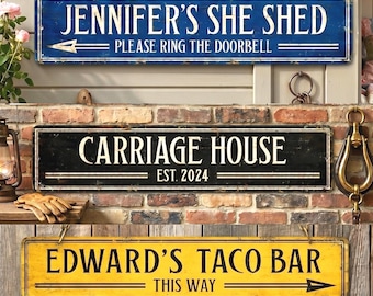 Custom Directional Metal Sign, Personalized Outdoor Garden Home Bar Wall Decor Gift