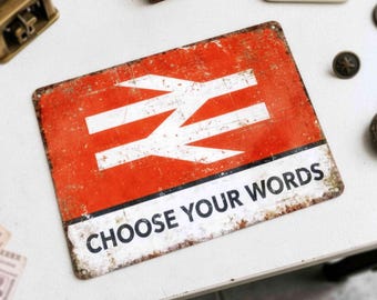 Custom British Railway Metal Sign, Personalized Aluminum Vintage Train Station Plaque Decor