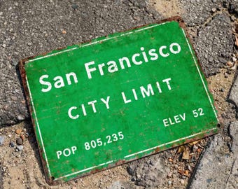 San Francisco Metal Sign, Retro Aluminum California City Limit Garage Decor