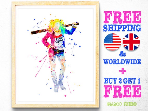 Suicide Squad The Joker Harley Quinn Batman Art Print Photo Poster A3 A4
