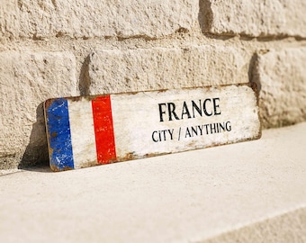 Personalized France Flag Metal Sign, Custom Aluminum French Bistro Kitchen Wall Art
