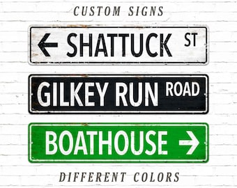 Custom Metal Street Sign Rustic Vintage Style Personalized Road Sign