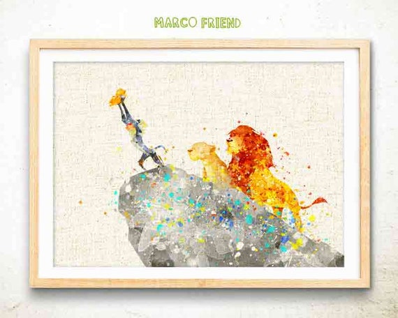 Lion King Family Newborn Simba Rafiki Mufasa Sarabi Watercolor Print Disney Art