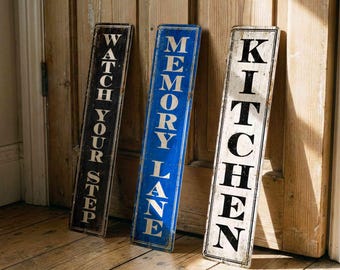 Custom Vertical Metal Sign, Personalized Tall Wall Plaque, Rustic Farmhouse Kitchen or Porch Decor