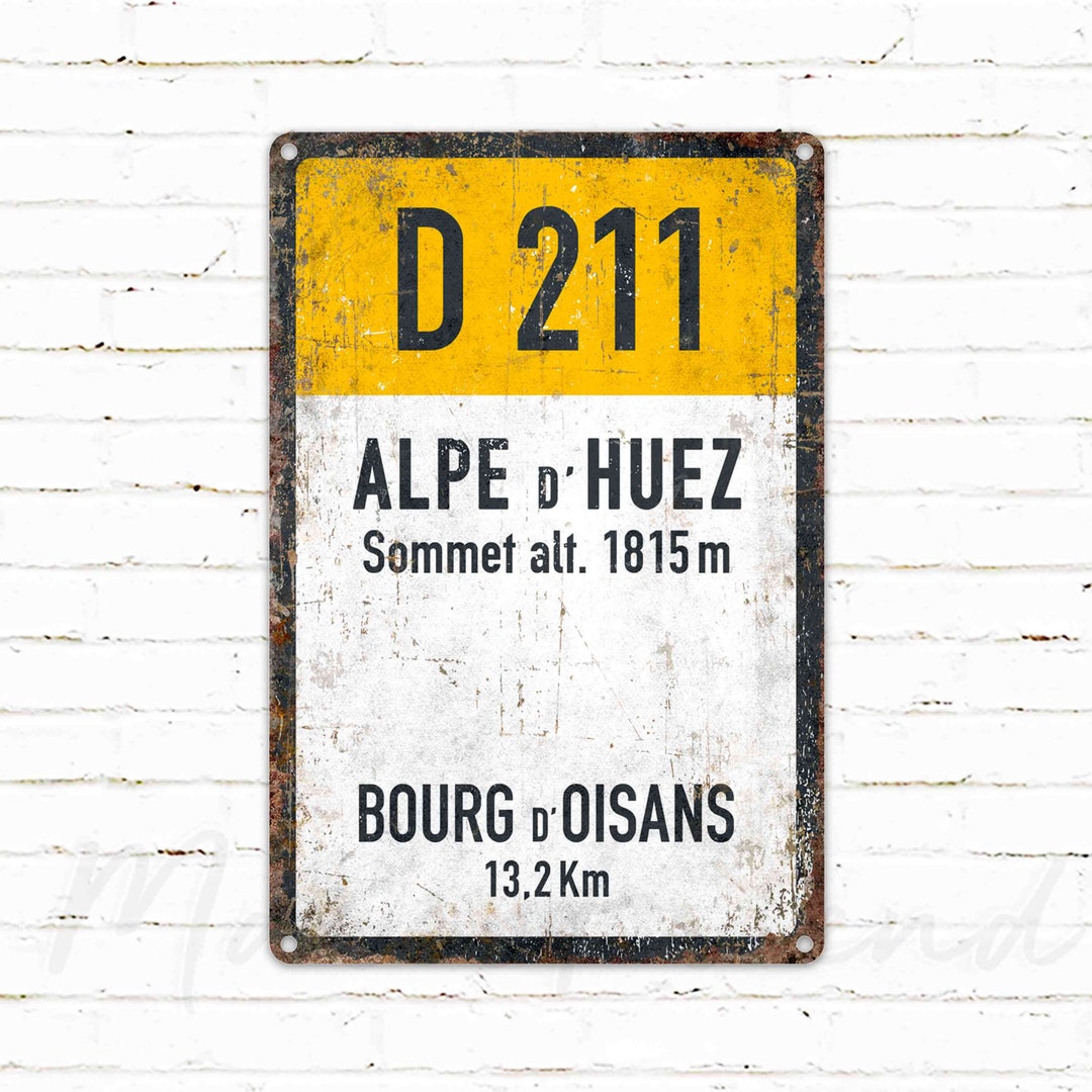 D211, Alpe D'huez, Vintage Stijl Fietsen Road Metal Sign, Cadeau Voor ...