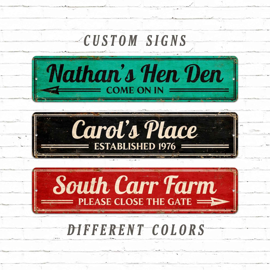 Personalized Rustic Style Metal Sign - Custom Text Sign - Direction ...