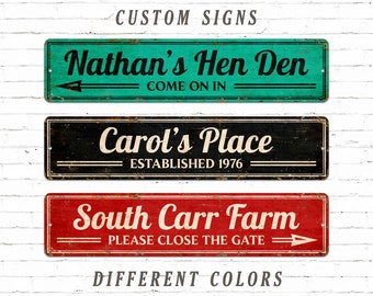 Personalized Rustic Style Metal Sign - Custom Text Sign - Direction - Colors Optional