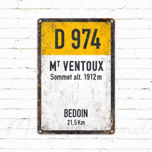 D974, Mont Ventoux, Vintage Stijl Fietsen Road Metal Sign, Cadeau voor fietser, Collar Cycling Sign