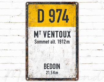 D974, Mont Ventoux, vintage Stijl Fietsen Road Metal Sign, Cadeau voor fietser, Collar Cycling Sign