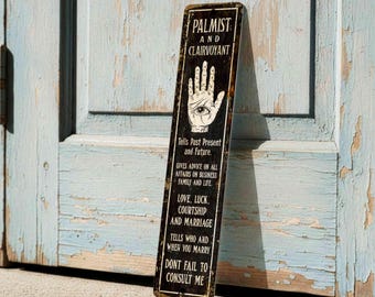Palmist Clairvoyant Metal Sign, Vintage Fortune Teller Wall Art, Eclectic Decor
