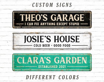 Personalized Text Metal Sign Vintage Style Home Decor 12 Colour Optional