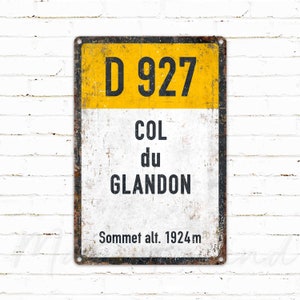 D927, Col du Glandon, Vintage Stijl Fietsen Road Metal Sign, Cadeau voor fietser, Collar Cycling Sign