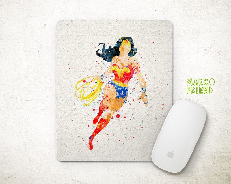 Wonder Woman Justice League Watercolor Art Mouse Pad Etsy