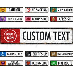 Custom Metal Sign, Wall Decor, Personalized Brand Logo / Icons / Symbol / Graphics and Text