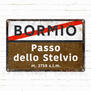 Passo dello Stelvio, Vintage Stijl Fietsen Road Metal Sign, Cadeau voor fietser, Collar Cycling Sign