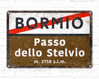 Passo dello Stelvio, Vintage Stijl Fietsen Road Metal Sign, Cadeau voor fietser, Collar Cycling Sign