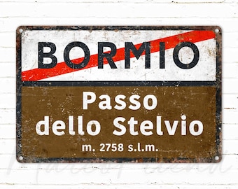 Passo dello Stelvio, vintage Stijl Fietsen Road Metal Sign, Cadeau voor fietser, Collar Cycling Sign