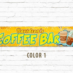 Personalized Coffee Bar Sign, Custom Pop Art Design