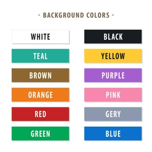 Puede incluir: Un gr&aacute;fico que muestra diferentes colores de fondo con los nombres de los colores escritos en texto blanco. Los colores son blanco, negro, azul verdoso, amarillo, marr&oacute;n, morado, naranja, rosa, rojo, gris, verde y azul.