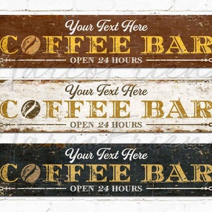 Coffee Bar Sign, Custom Name Sign, Cafe Sign, Bar Sign, Kitchen Decor, Office Decor, Pantry Decor, Gifts
