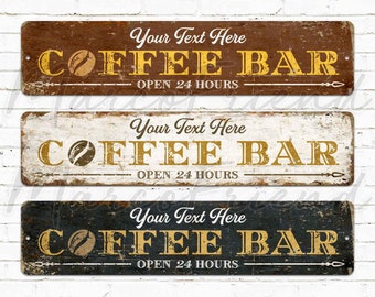 Coffee Bar Sign, Custom Name Sign, Cafe Sign, Bar Sign, Kitchen Decor, Office Decor, Pantry Decor, Gifts