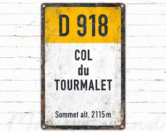 D918, Col du Tourmalet, vintage Stijl Fietsen Road Metal Sign, Cadeau voor fietser, Collar Cycling Sign