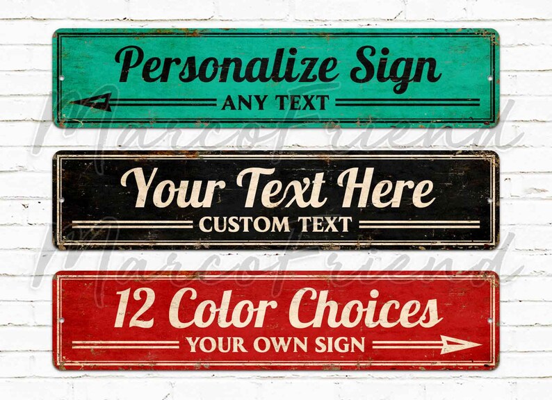Personalized Rustic Style Metal Sign - Custom Text Sign - Direction ...