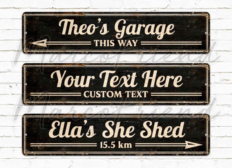 Personalized Rustic Style Metal Sign - Custom Text Sign - Direction ...