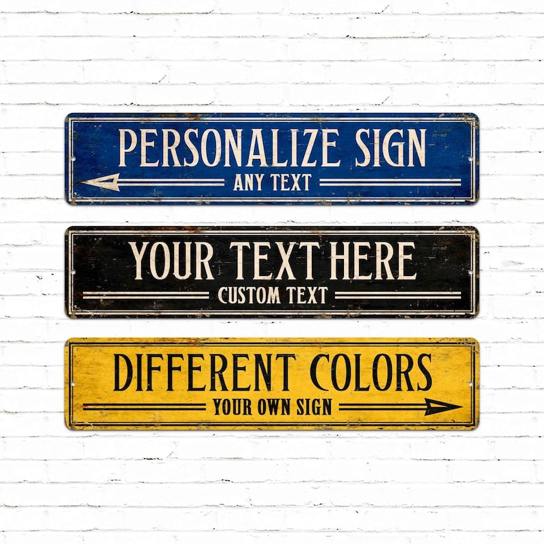 Personalized Metal Sign, Custom Text Sign, 12 Color Optional image 1