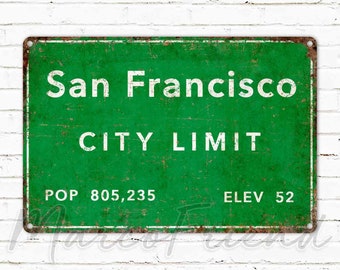 San Francisco City Limit Metal Sign, Travel Gift