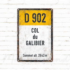 D902, Col du Galibier, Vintage Stijl Fietsen Road Metal Sign, Cadeau voor fietser, Collar Cycling Sign