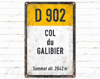 D902, Col du Galibier, vintage Stijl Fietsen Road Metal Sign, Cadeau voor fietser, Collar Cycling Sign