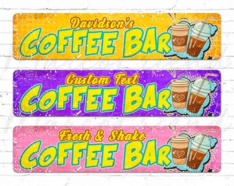 Personalized Coffee Bar Sign, Custom Pop Art Design