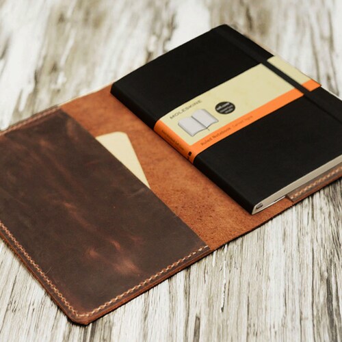 Leather Journal Cover for Moleskine Cahier Notebook Pocket Etsy